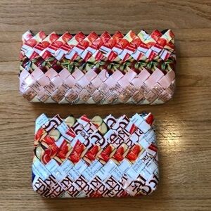 NWOT Homemade in England Unique Wrapper Clutch Environmently Friendly Purse Bags